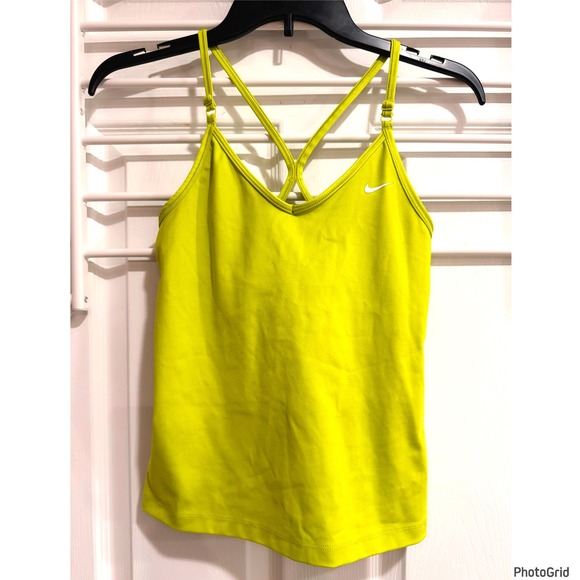 Nike Tops - Nike Neon Dri fit Tank with Bra Racerback Straps Activewear XS
